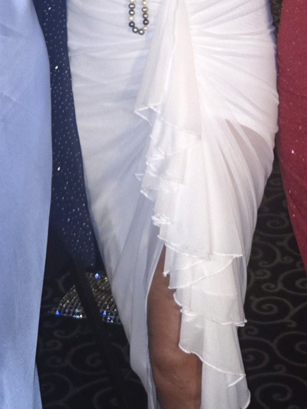 One-Shoulder Ruffled Ruched Maxi Dress in White - Picture 3 of 4